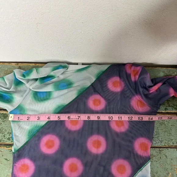 MIAOU Polka Dot PatchworkLong Sleeve Mesh Sheer T-shirt Sz S Y2K Bratz 2000’s - Picture 13 of 14